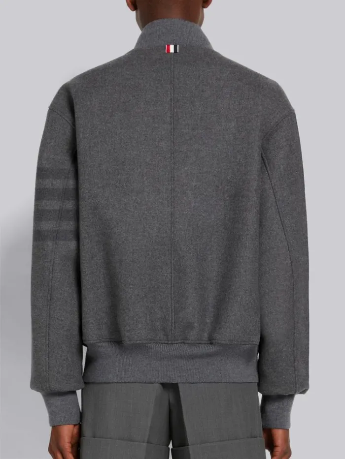 Double Face Melton 4bar Oversized Blouson Jacket Medium Grey Men Thom Browne Jackets and Suiting