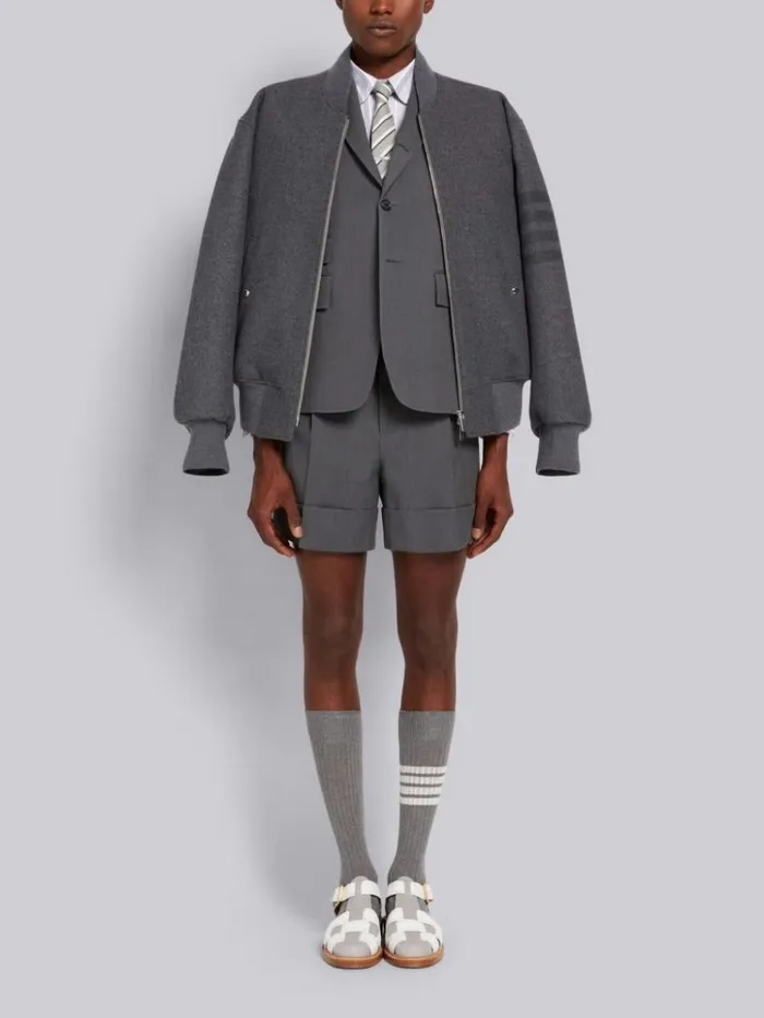 Double Face Melton 4bar Oversized Blouson Jacket Medium Grey Men Thom Browne Jackets and Suiting