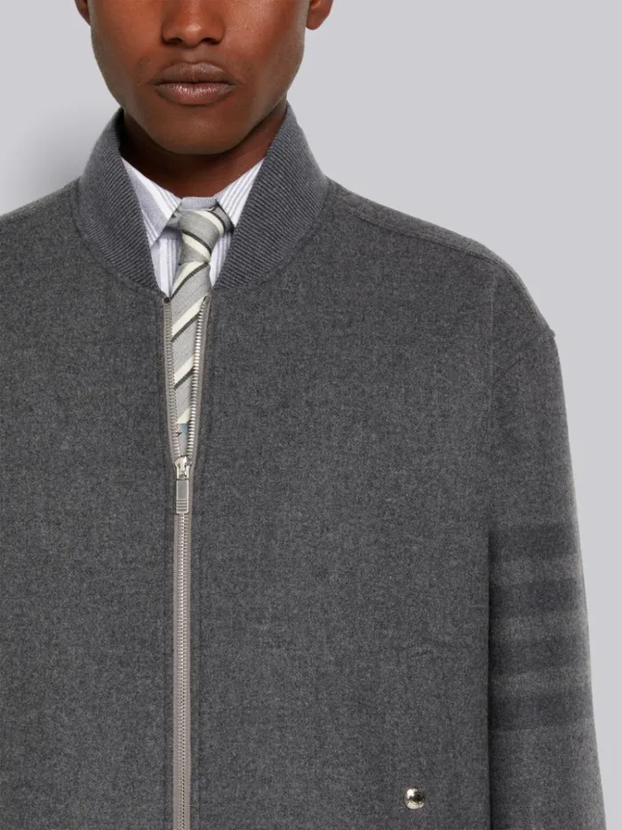 Double Face Melton 4bar Oversized Blouson Jacket Medium Grey Men Thom Browne Jackets and Suiting