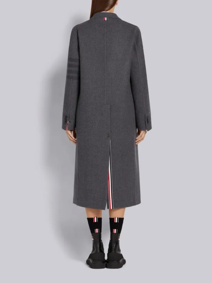 Double Face Melton Engineered 4bar Unconstructed Elongated Sack Overcoat Medium Grey Women Thom Browne Outerwear