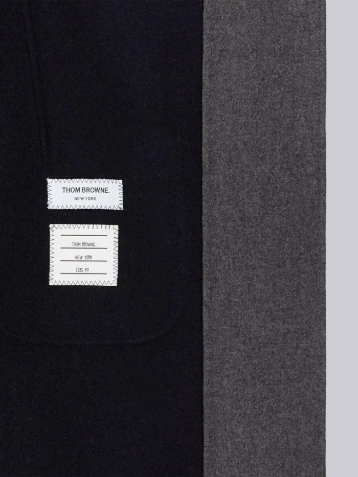 Double Face Melton Engineered 4bar Unconstructed Elongated Sack Overcoat Medium Grey Women Thom Browne Outerwear