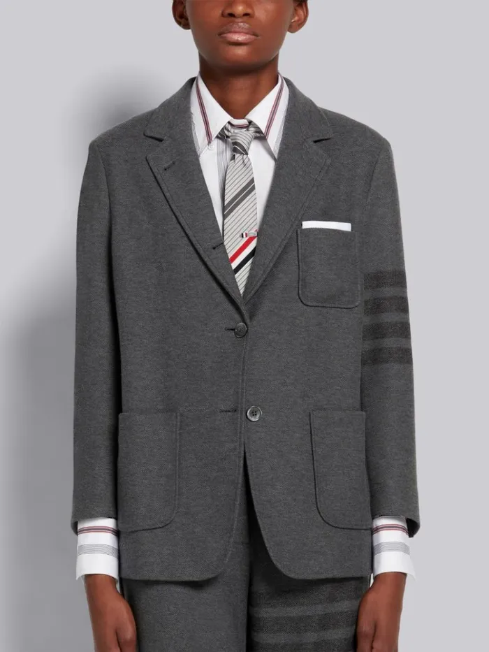 Double Face Tech Twill Tonal 4bar Sack Jacket Medium Grey Women Thom Browne Jackets Double Face Tech Twill Tonal 4bar Sack Jacket Medium Grey Women Thom Browne Jackets