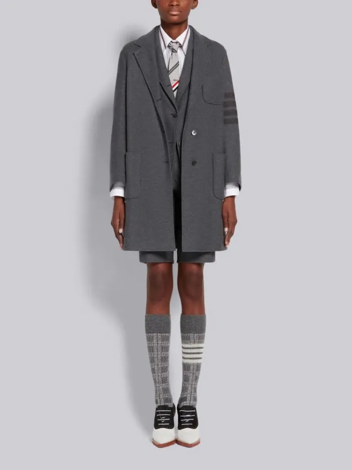 Double Face Tech Twill Tonal 4bar Sack Jacket Medium Grey Women Thom Browne Jackets