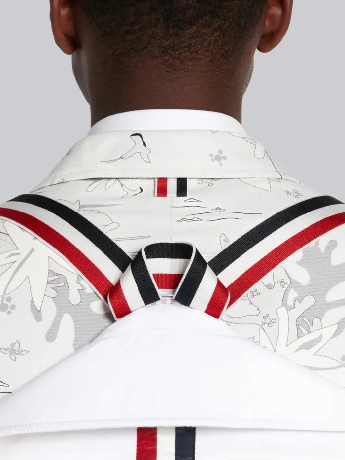 Down Filled Poly Twill Center Back Stripe Classic Chesterfield Overcoat White Men Thom Browne Outerwear