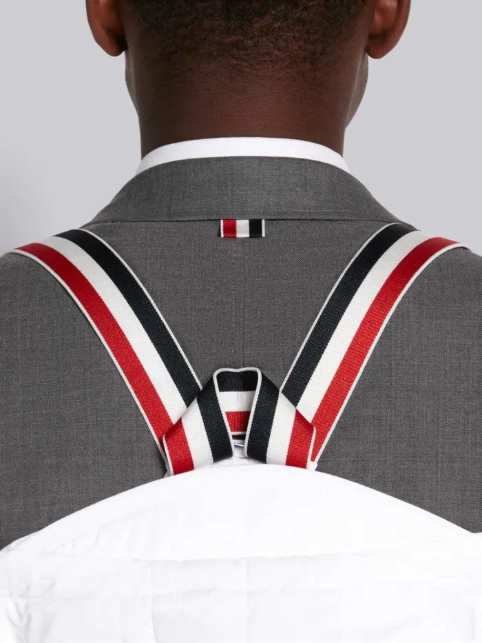 Down Filled Poly Twill Center Back Stripe Hooded Cape White Men Thom Browne Outerwear