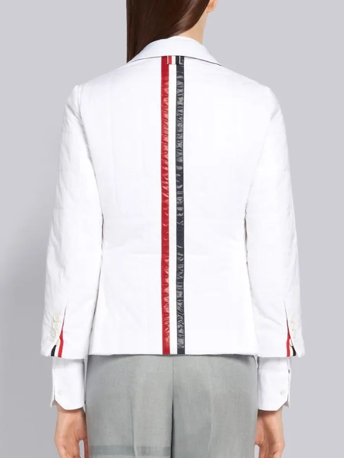 Down Filled Poly Twill Center Back Stripe Sport Coat White Women Thom Browne Outerwear