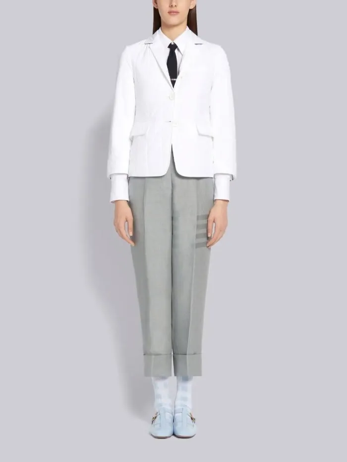 Down Filled Poly Twill Center Back Stripe Sport Coat White Women Thom Browne Outerwear