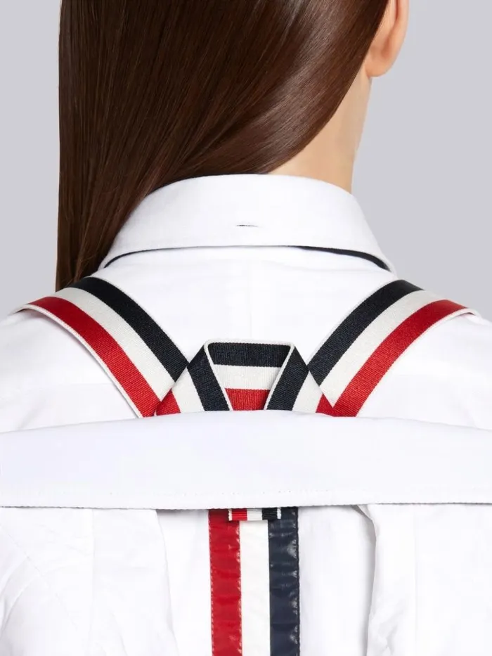 Down Filled Poly Twill Center Back Stripe Sport Coat White Women Thom Browne Outerwear