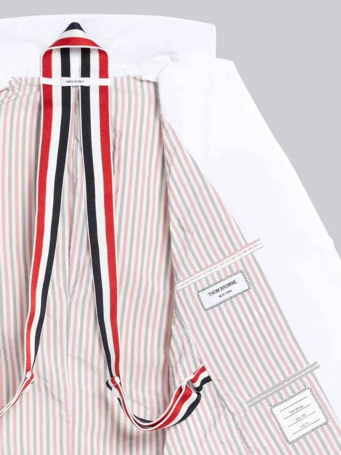 Down Filled Poly Twill Center Back Stripe Sport Coat White Women Thom Browne Outerwear
