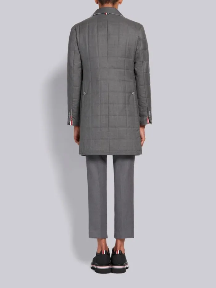 Down Filled Super 120s Twill Classic Chesterfield Overcoat Medium Grey Men Thom Browne Outerwear