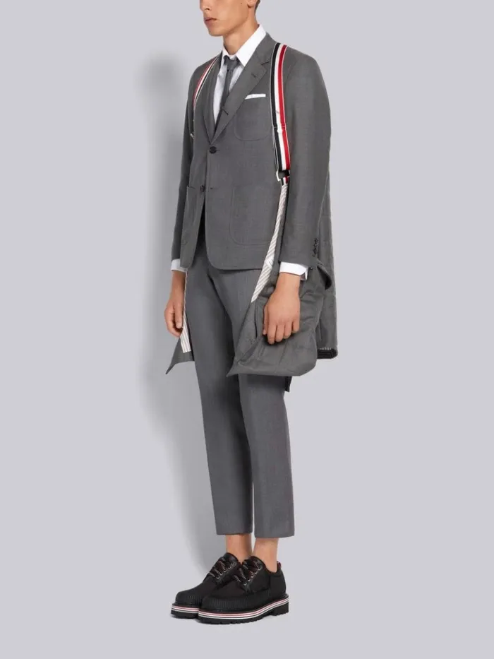 Down Filled Super 120s Twill Classic Chesterfield Overcoat Medium Grey Men Thom Browne Outerwear