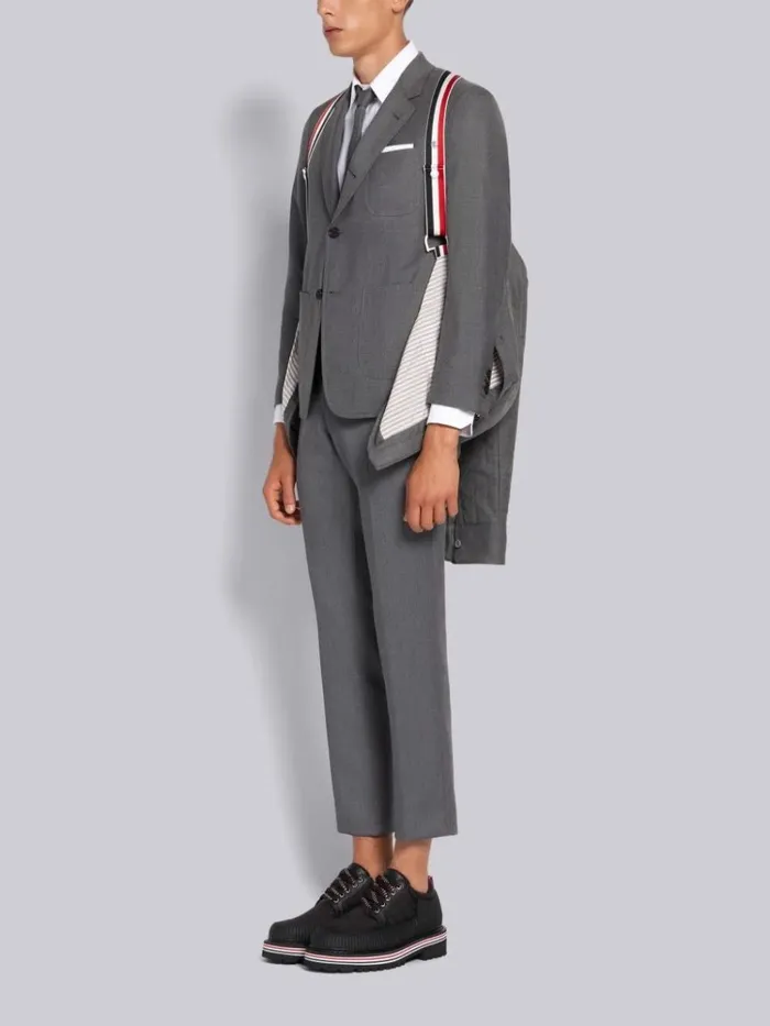 Down Filled Super 120s Twill Shirt Jacket Medium Grey Men Thom Browne Outerwear