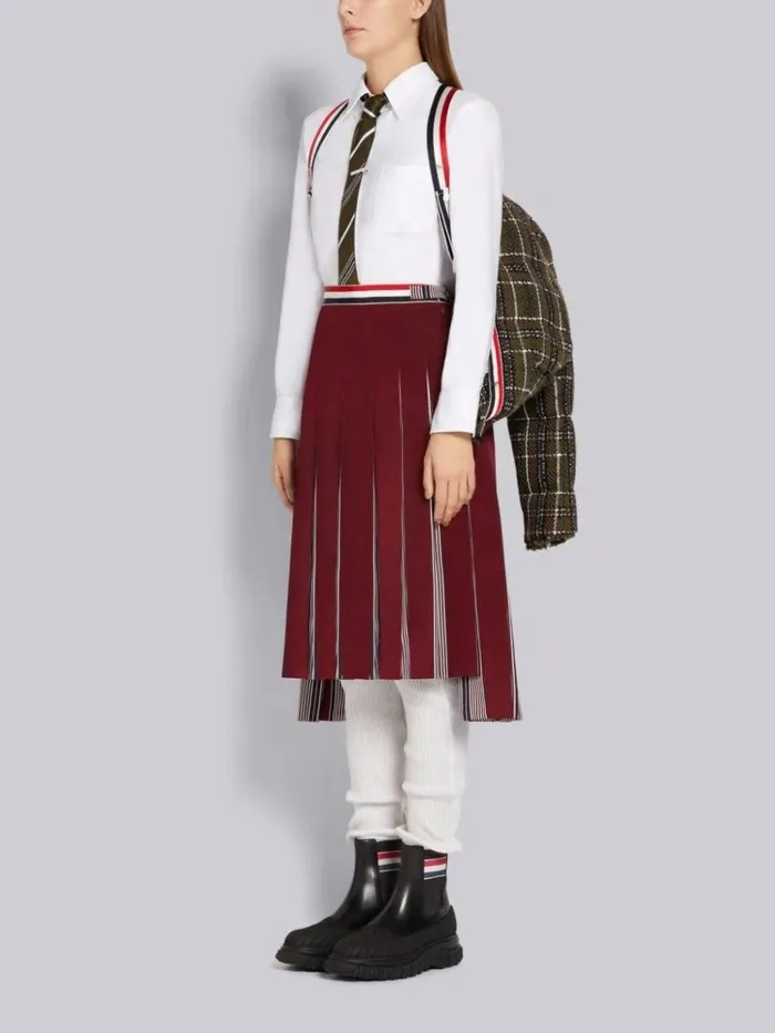 Downfilled Tartan Check Tweed Frayed Oversized Cardigan Sport Coat Dark Green Women Thom Browne Outerwear