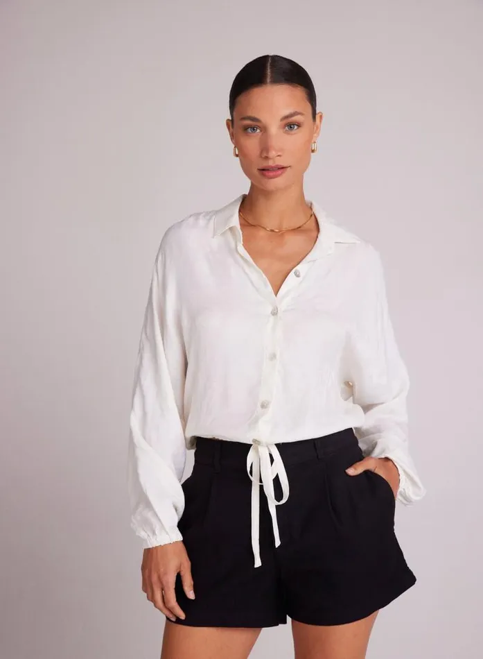 Drawcord Waist Shirt 8211 Off White Women Bella Dahl Long Sleeve