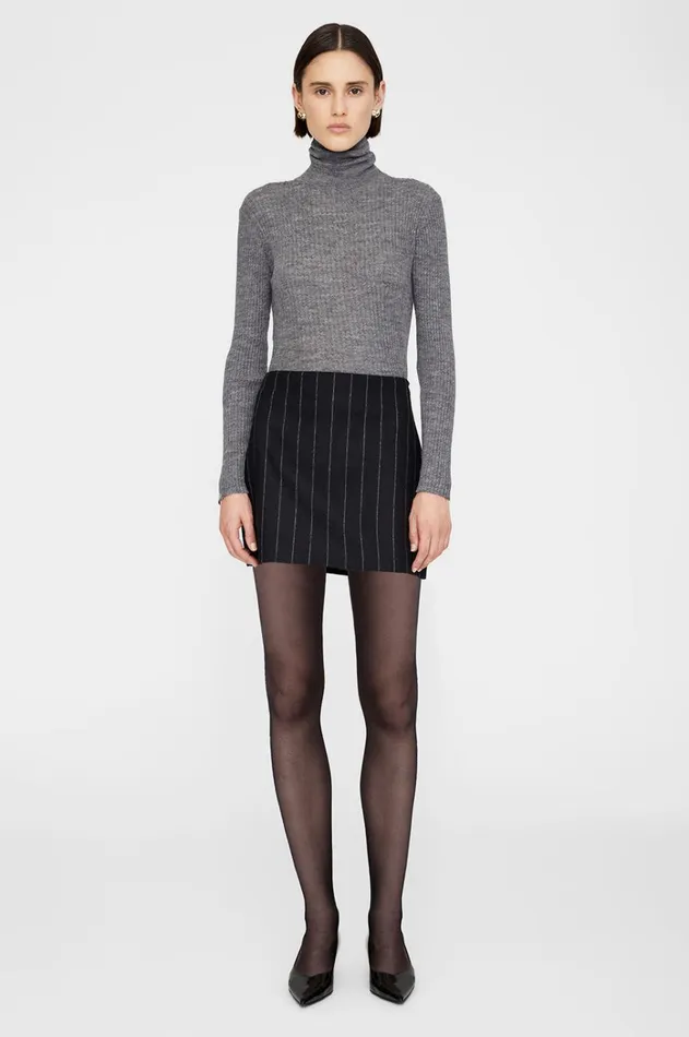 Dresses Skirts Women ANINE BING Tierra Skirt 8211 Dark Grey Pinstripe