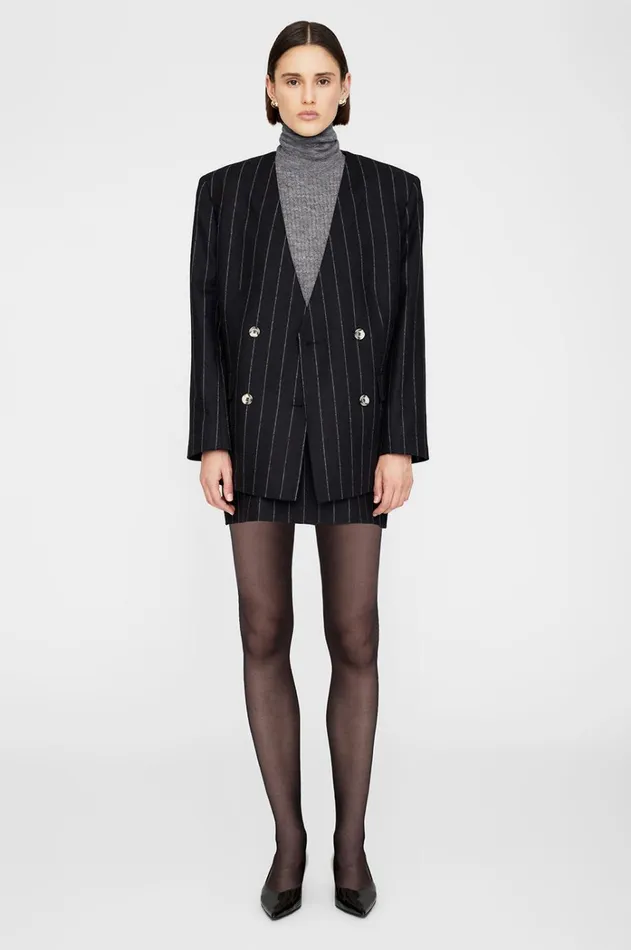 Dresses Skirts Women ANINE BING Tierra Skirt 8211 Dark Grey Pinstripe