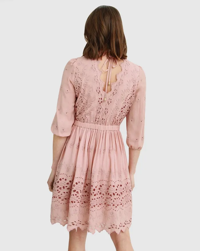 Dresses Sweet Talk Eyelet Mini Dress 8211 Dusty Rose Belle and Bloom Women