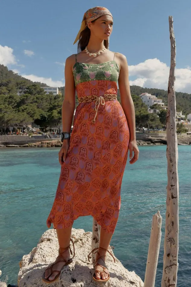 Dulcia Woodblock Cinnamon Mix Women RIXO Dresses