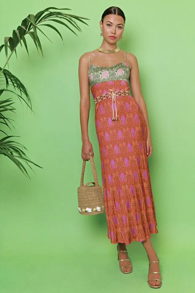 Dulcia Woodblock Cinnamon Mix Women RIXO Dresses Dulcia Woodblock Cinnamon Mix Women RIXO Dresses