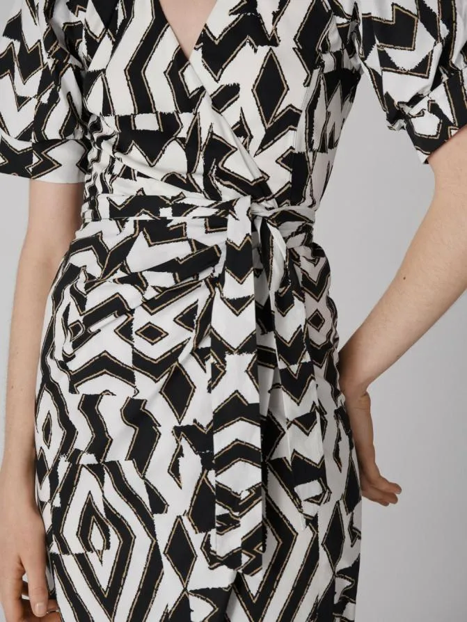 DVF Dresses Arina Dress Giant Troy Maze Black And White 8211 Women