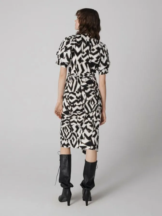 DVF Dresses Arina Dress Giant Troy Maze Black And White 8211 Women