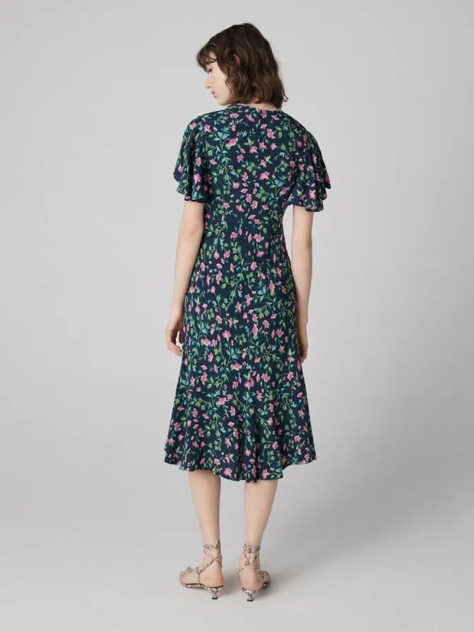 DVF Dresses Cecelia Dress Tiny Healing Plants Perfect Navy 8211 Women