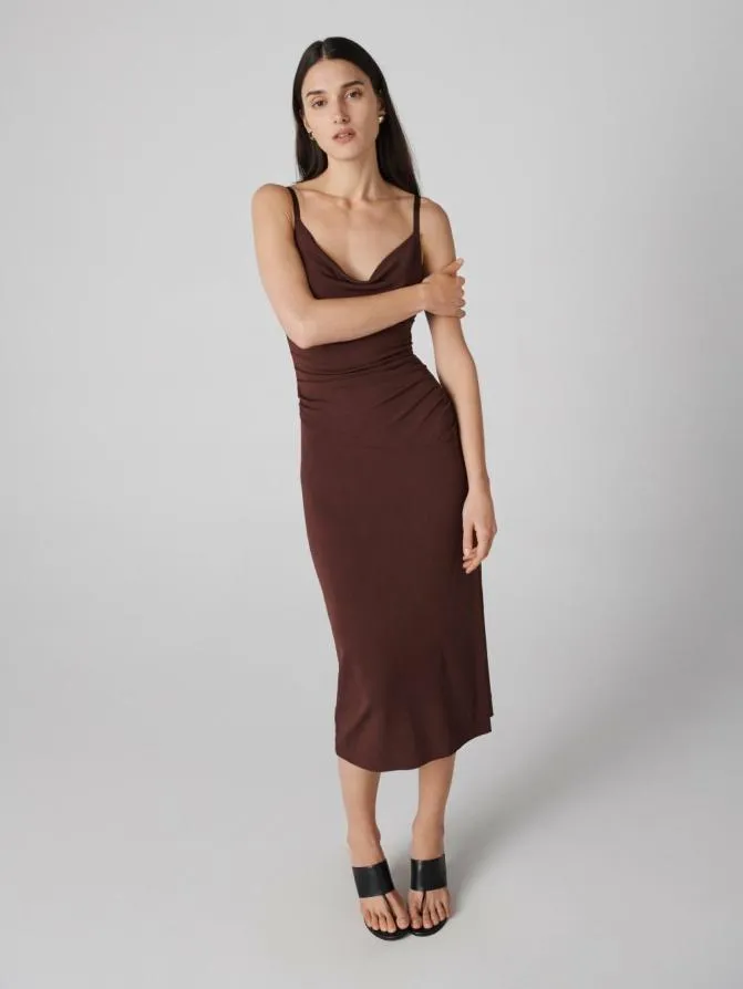 DVF Dresses Claudia Slip Dress Chocolate 8211 Women