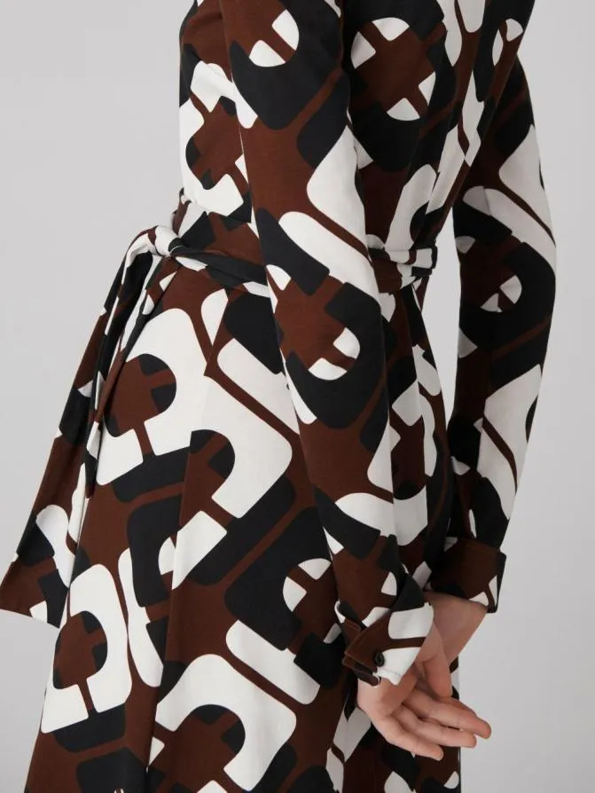 DVF Dresses Diane Shirt Dress Giant Cane Link Brown 8211 Women