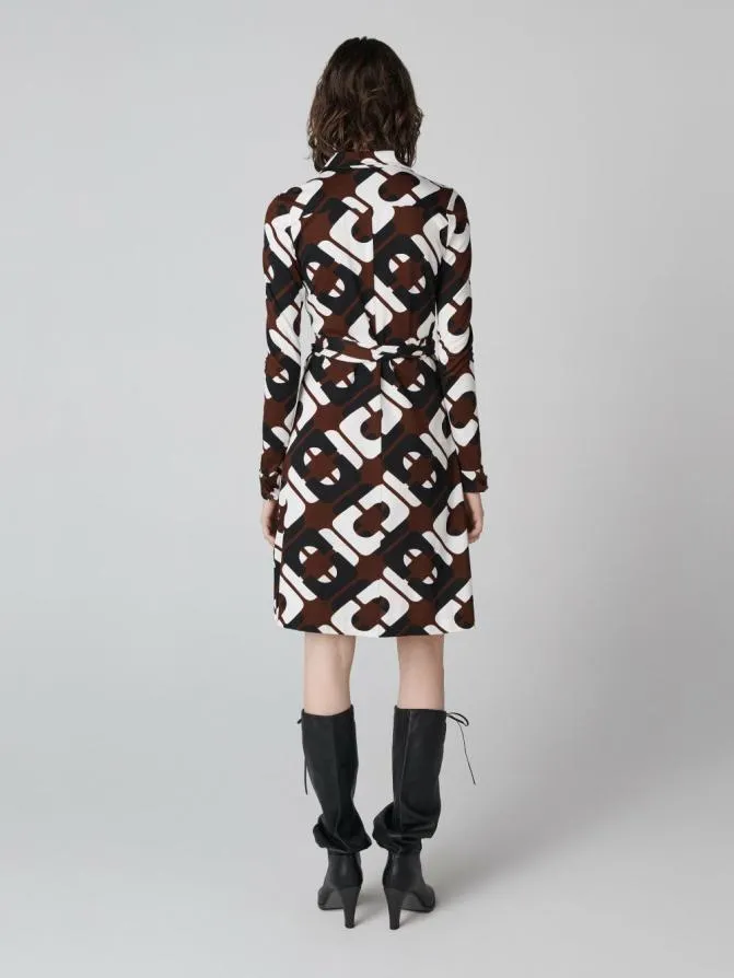 DVF Dresses Diane Shirt Dress Giant Cane Link Brown 8211 Women