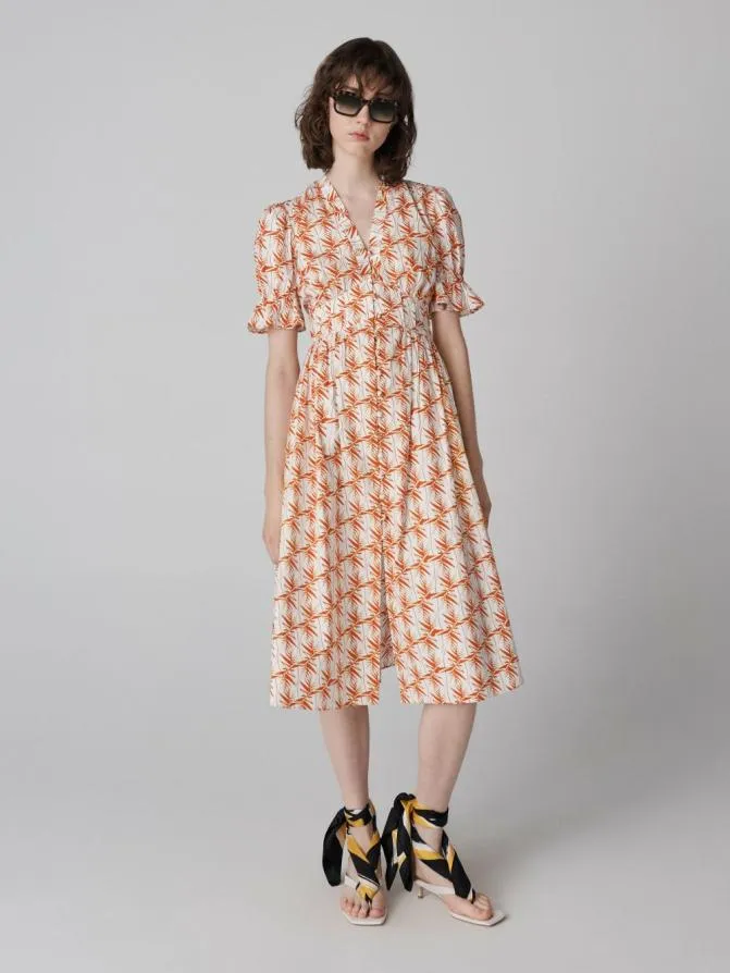 DVF Dresses Erica Dress Palm Geo Orange 8211 Women