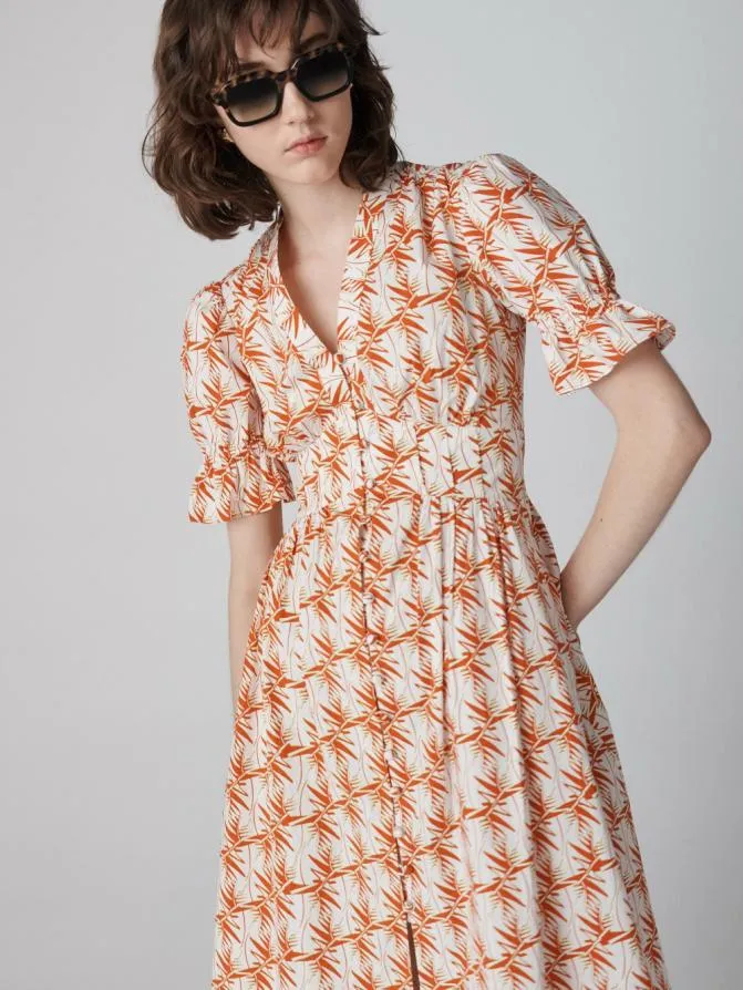 DVF Dresses Erica Dress Palm Geo Orange 8211 Women