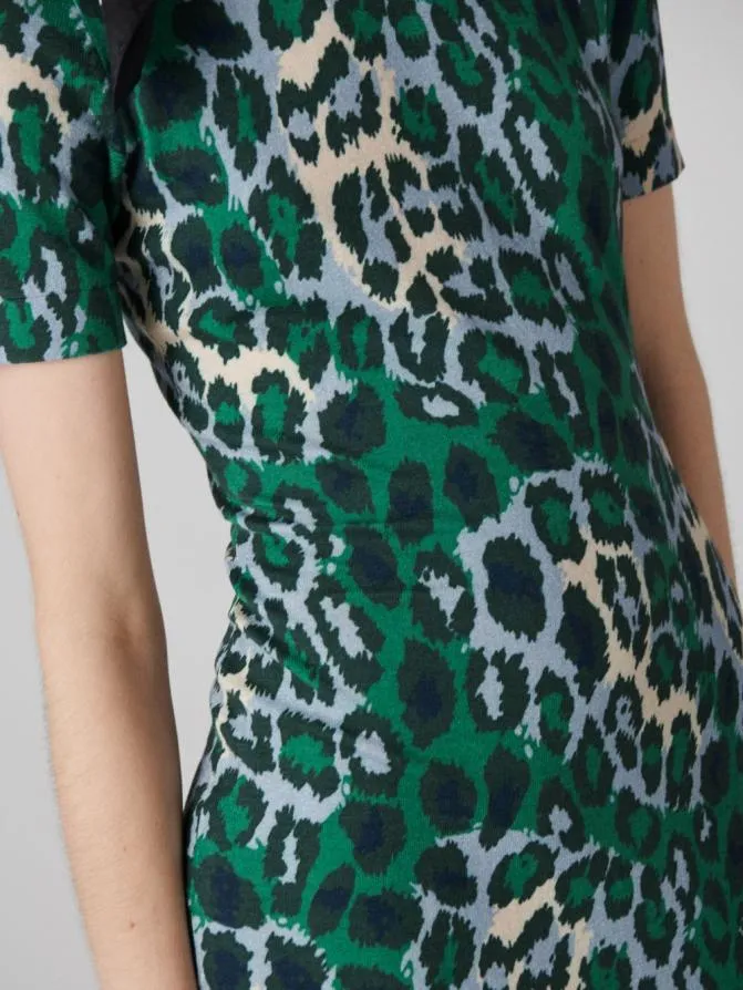 DVF Dresses Florence Short Sleeve Dress Giant Jungle Cat Printed 8211 Women