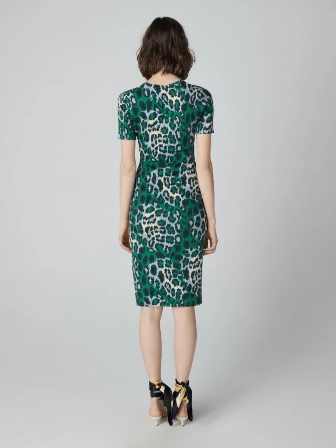 DVF Dresses Florence Short Sleeve Dress Giant Jungle Cat Printed 8211 Women
