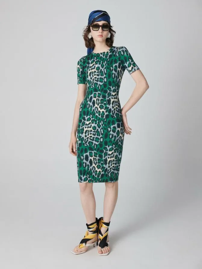 DVF Dresses Florence Short Sleeve Dress Giant Jungle Cat Printed 8211 Women