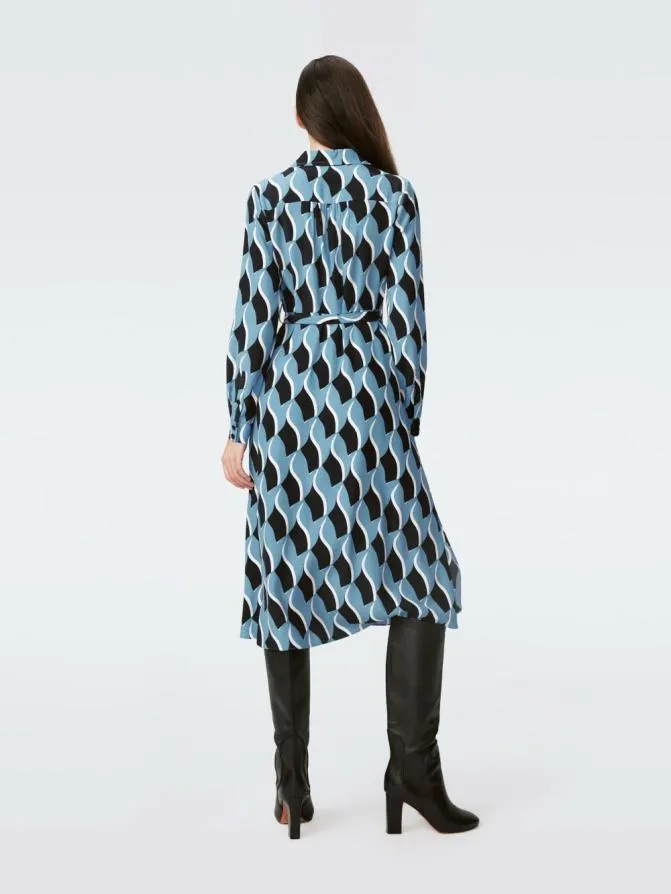DVF Dresses Gizelle Jacquard Dress Bird Weave Balanchine Blue 8211 Women