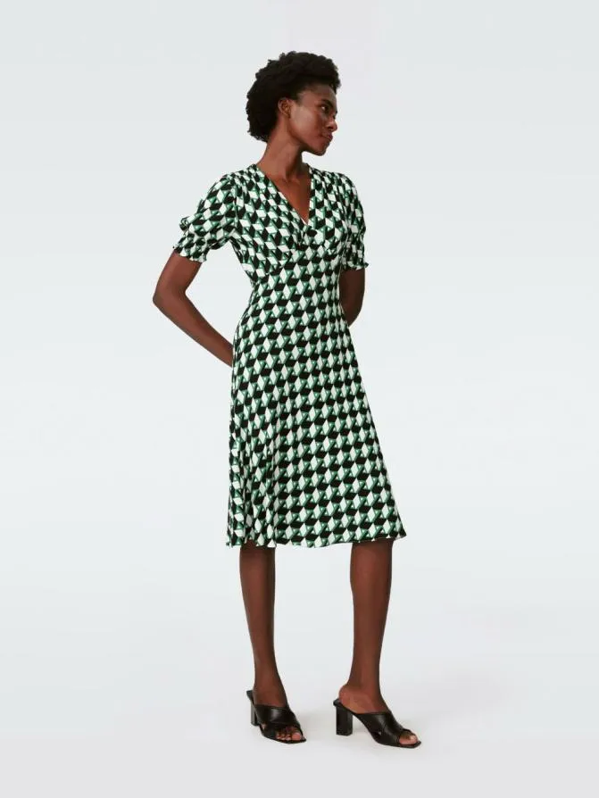 DVF Dresses Jemma Dress Intermission Geo Green 8211 Women