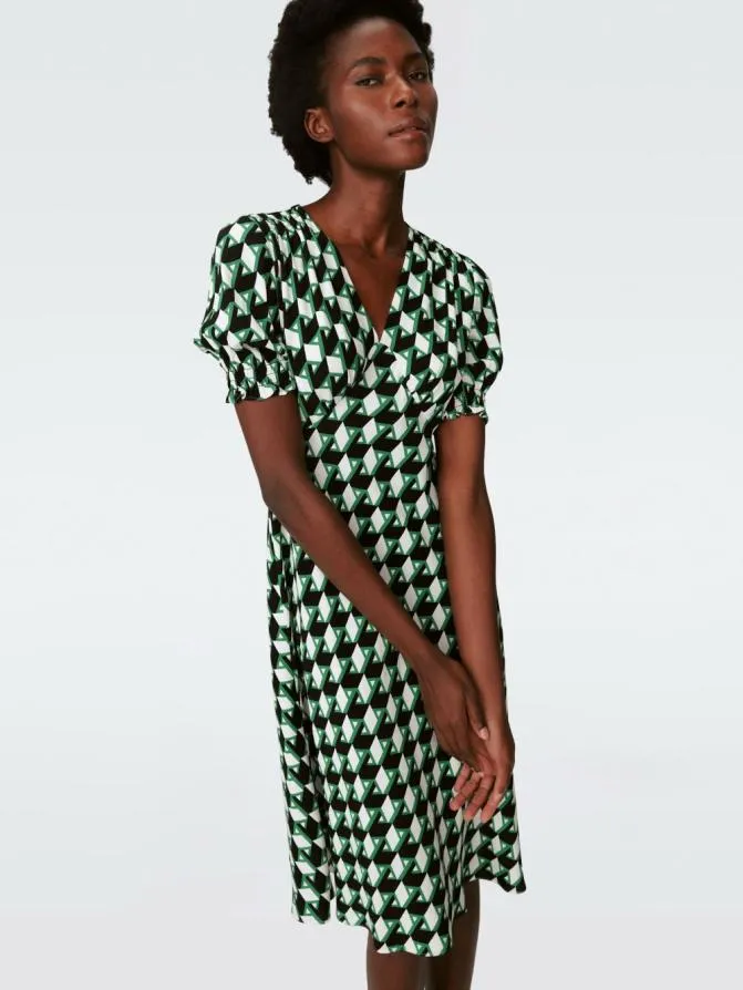 DVF Dresses Jemma Dress Intermission Geo Green 8211 Women