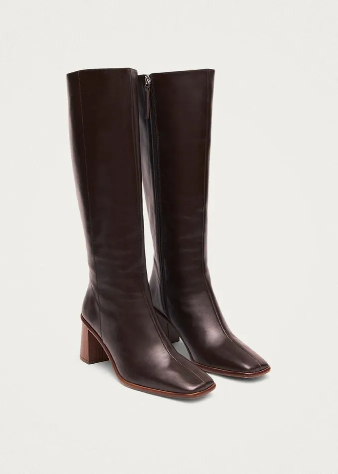 East Coffee Brown Leather Boots Women ALOHAS Boots