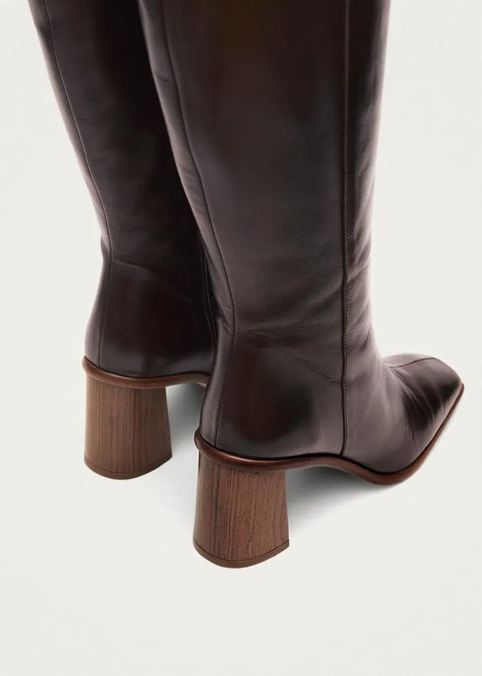 East Coffee Brown Leather Boots Women ALOHAS Boots