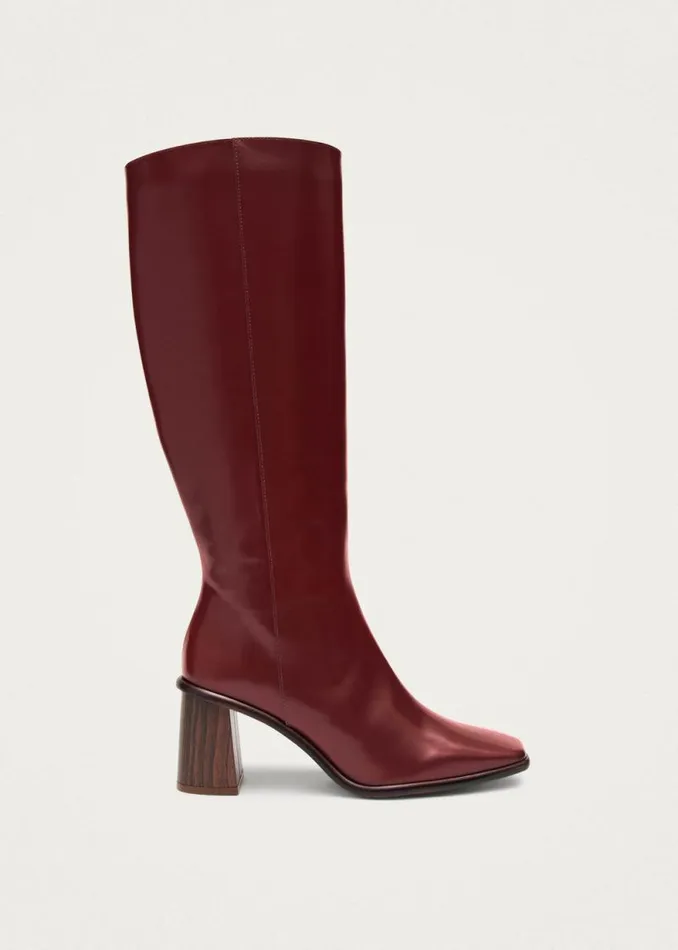 East Sleek Burgundy Leather Boots Women ALOHAS Boots