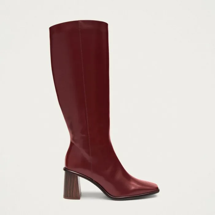 East Sleek Burgundy Leather Boots Women ALOHAS Boots