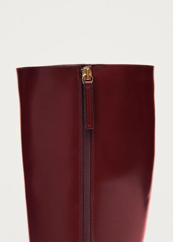 East Sleek Burgundy Leather Boots Women ALOHAS Boots