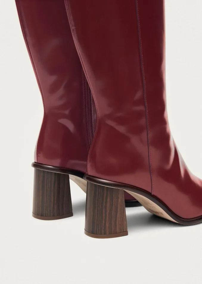 East Sleek Burgundy Leather Boots Women ALOHAS Boots