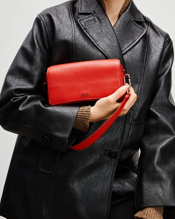 Ecco Crossbody and Shoulder Bags Bags and Accessories ECCO Pinch Small Pebbled Red Ecco Crossbody and Shoulder Bags Bags and Accessories ECCO Pinch Small Pebbled Red