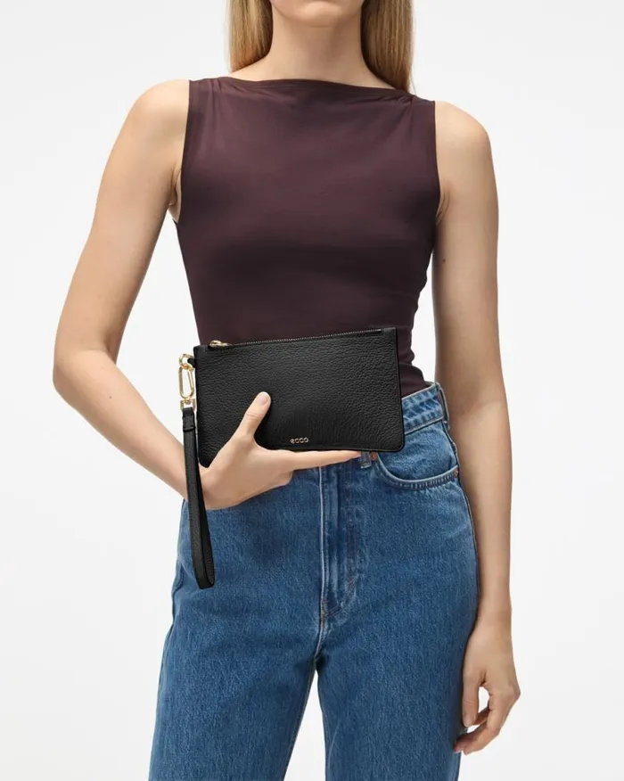 Ecco Small Leather Goods Bags and Accessories ECCO Wristlet Soft Pebbled Black Ecco Small Leather Goods Bags and Accessories ECCO Wristlet Soft Pebbled Black