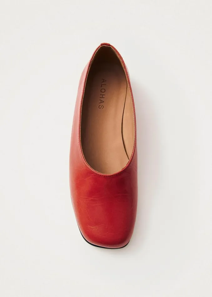 Edie Red Leather Ballet Flats Women ALOHAS Ballet Flats