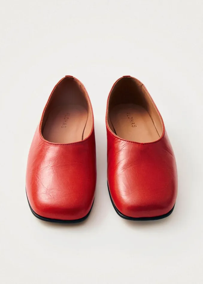 Edie Red Leather Ballet Flats Women ALOHAS Ballet Flats