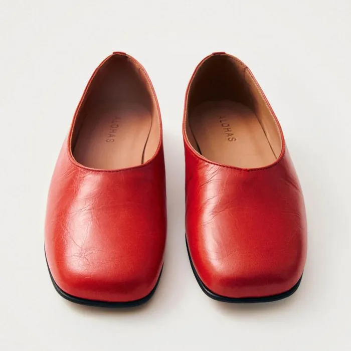 Edie Red Leather Ballet Flats Women ALOHAS Ballet Flats