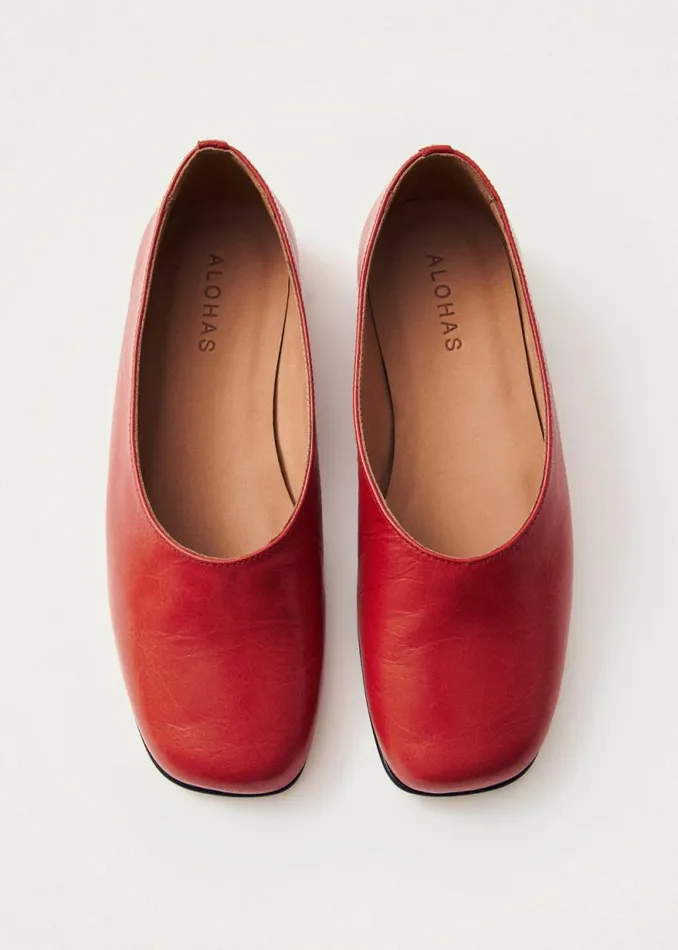 Edie Red Leather Ballet Flats Women ALOHAS Ballet Flats