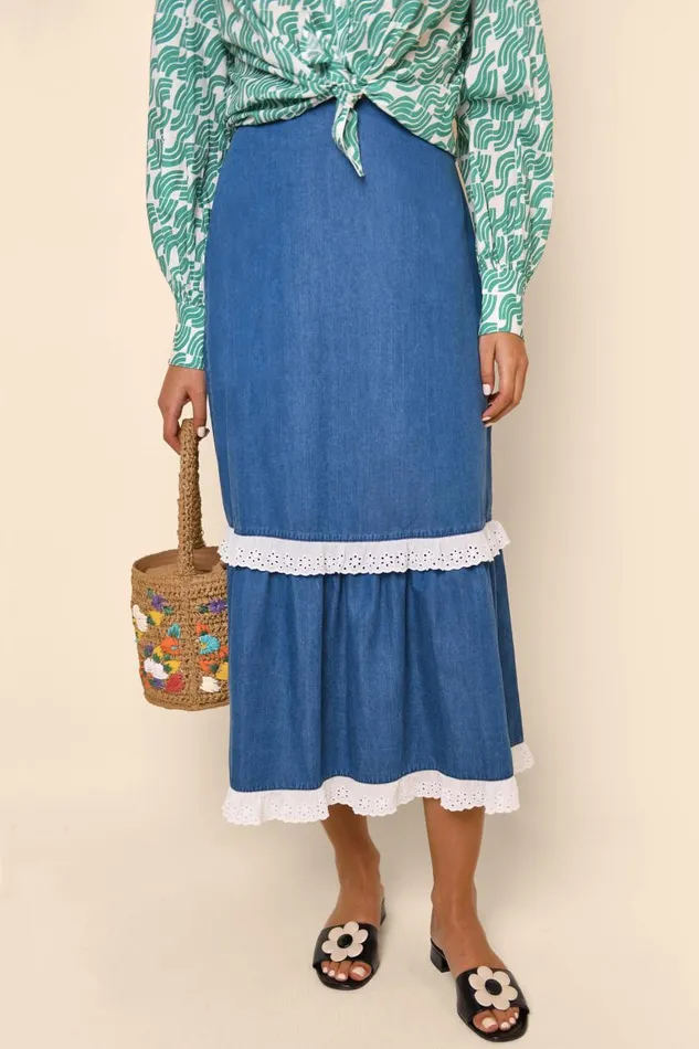 Elina Indigo Wash Women RIXO Skirts Elina Indigo Wash Women RIXO Skirts